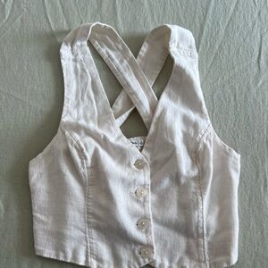 Abercrombie & Fitch Cream Button-Up Tank Top